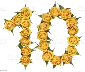 Arabic Numeral 10 Ten From Yellow Flowers Of Rose Isolated On White  Background Stock Photo - Download Image Now - iStock